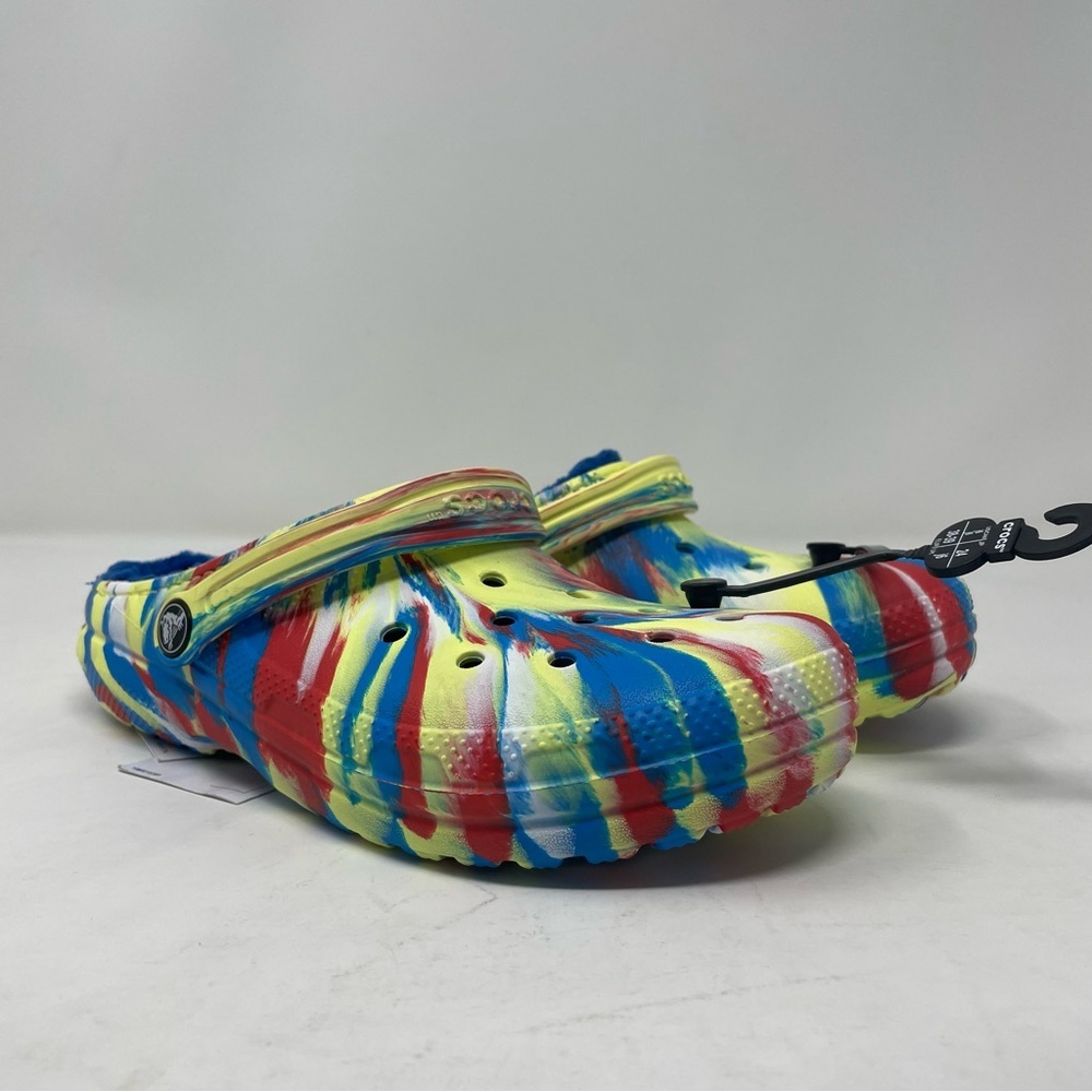 New  Crocs Kids' Classic Lined Marbled Tie Dye Clogs 207773-75V Multi Size